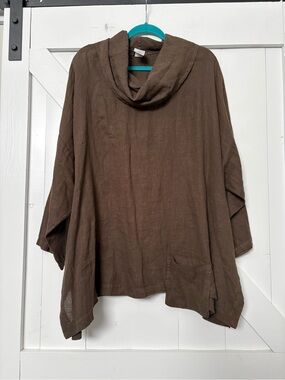 LA Fixsun Lagenlook linen oversized blouse funnel neck made in USA size XL